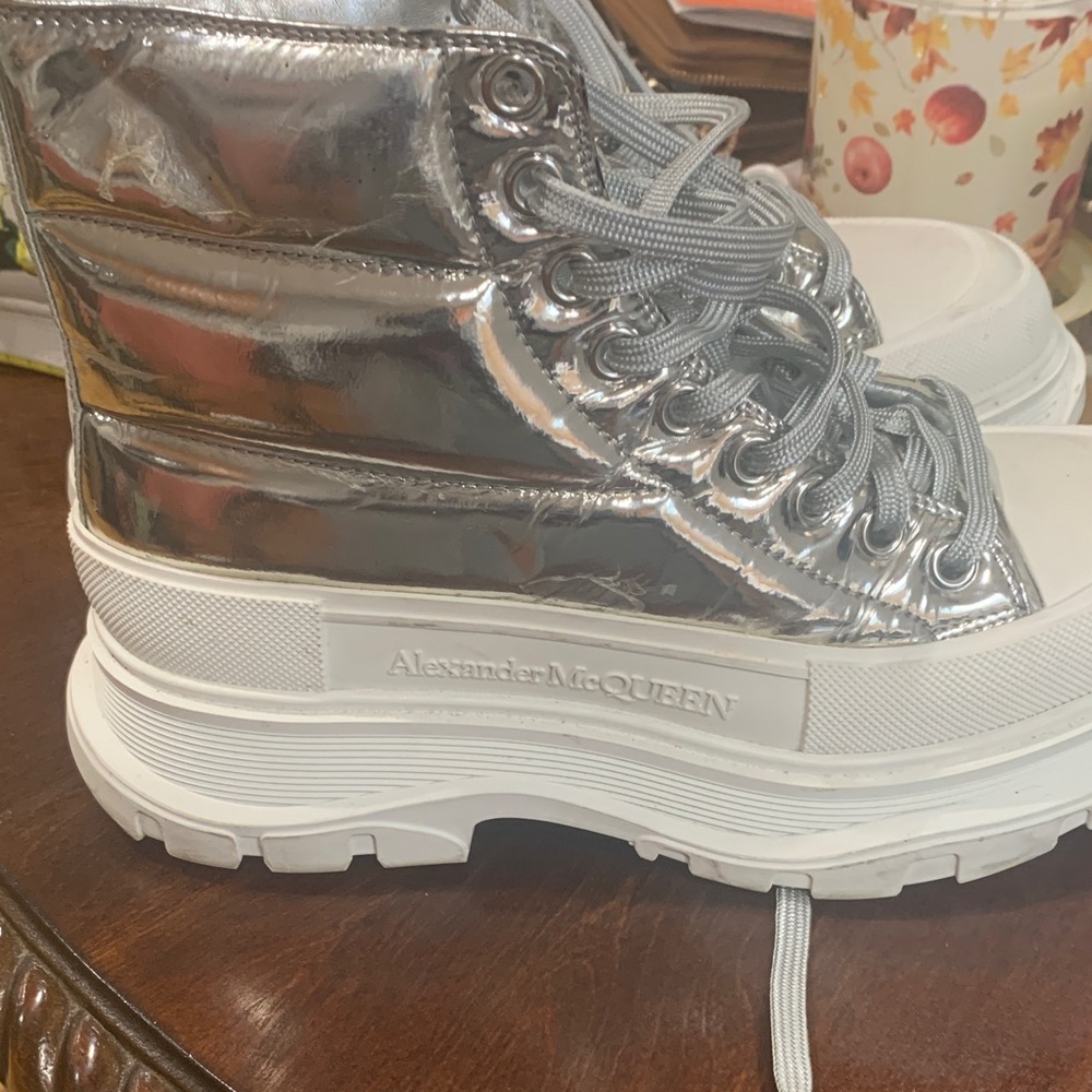 Alexander McQueen Metallic Silver Boots